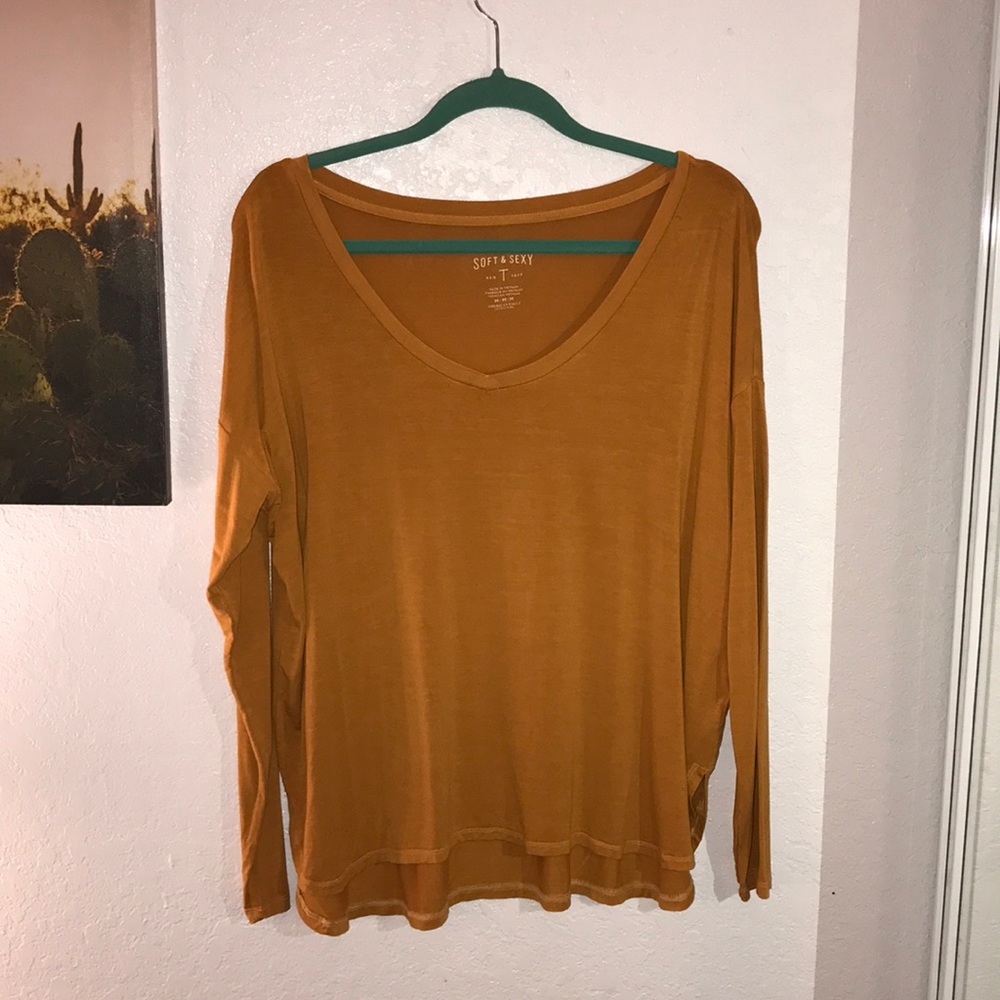 Mustard long sleeve soft and sexy top